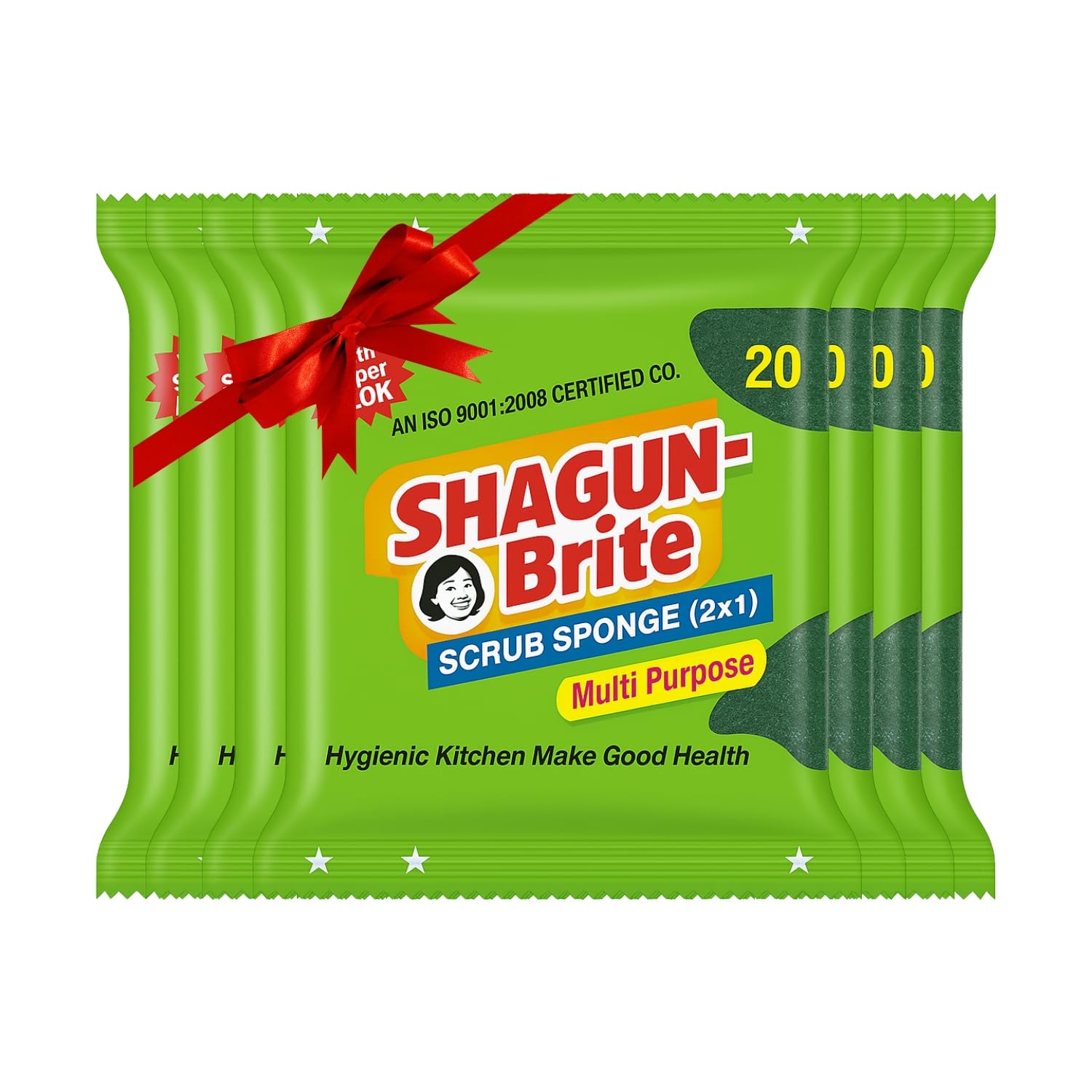 Shagun-Brite Scrub Sponge (2x1) | Multipurpose Kitchen Scrubber | Pack of 12 | 3x4 inch | Nylon, Polyester & Alox Material